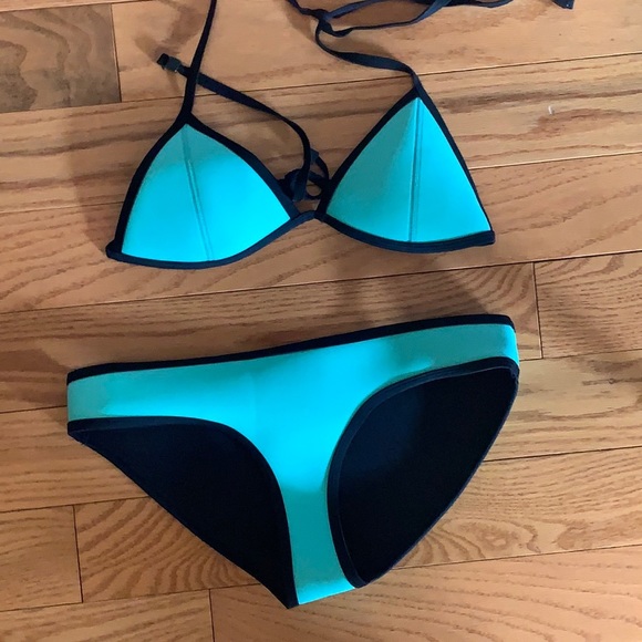Teal Triangl Swim set size S top, Size L bottom - Picture 1 of 3